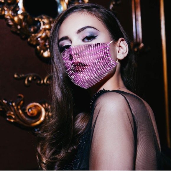 Mesh Rhinestone Face Mask - Picture 4 of 4